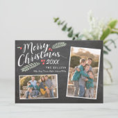 Holly und Berries Frohe Weihnachten Zwei Foto (Stehend Vorderseite)