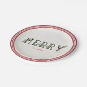 Holly und Berries Merry alles auf der roten Kante Pappteller (Schrägansicht)