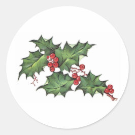 Holly und Berries | Weihnachtsaufkleber Runder Aufkleber
