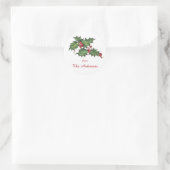 Holly und Berries | Weihnachtsgeschenk-Tag Runder Aufkleber (Tasche)