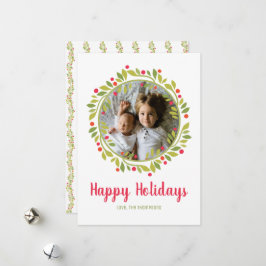 Holly und Berry Foto Wreath Feiertagskarte