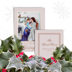 Holly und Efeu Minimalist Blush Weihnachtskarte Folieneinladung