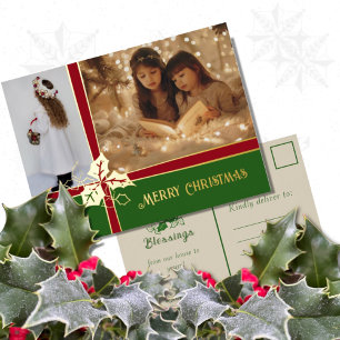 Holly und Efeu - Weihnachtspostkarte mit ReFoil Folien Feiertagspostkarte