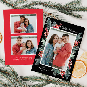 Holly und Evergreen Black Frohe Weihnachten 3 Foto