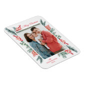 Holly und Evergreen Frohe Weihnachten Foto Magnet (Rechte Seite)