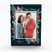 Holly und Evergreen Happy Holidays Fotoblock (Vorderseite)