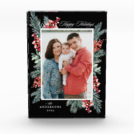 Holly und Evergreen Happy Holidays Fotoblock