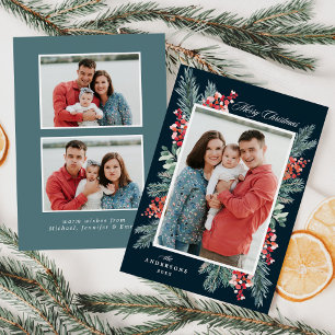 Holly und Evergreen Navy Frohe Weihnachten 3 Foto