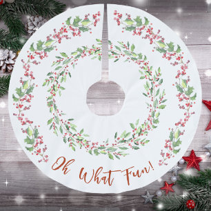 Holly und Ivy Red auf White Christmas Polyester Weihnachtsbaumdecke