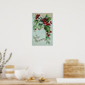 Holly und Mistletoe Berries Poster (Küche)