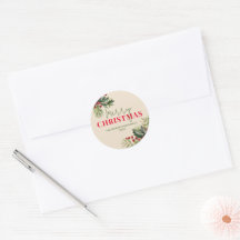 Holly und Pine auf Beige Weihnachten Siegel