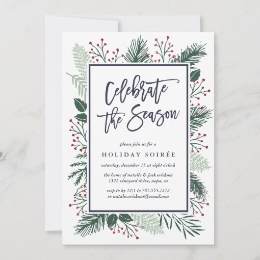 Holly und Pine | Einladung von Feiertagen (Vorderseite)