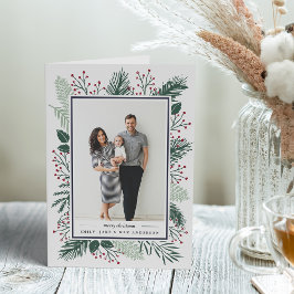 Holly und Pine | Geflochtenes Foto Feiertagskarte