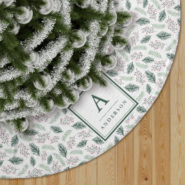 Holly und Pine | MIT MONOGRAMM Polyester Weihnachtsbaumdecke