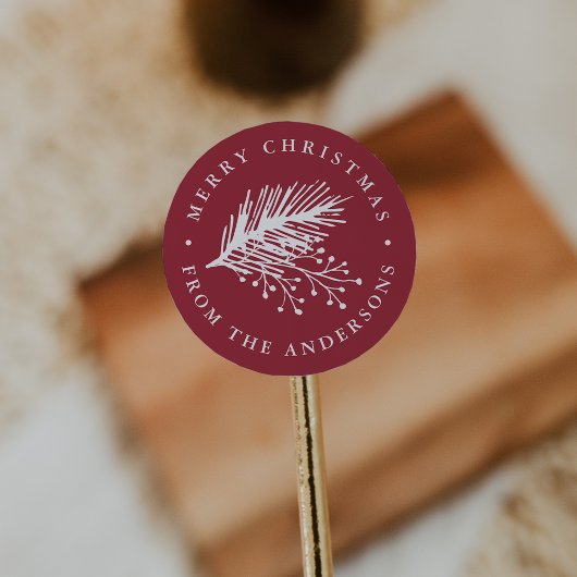 Holly und Pine | Personalisiert Frohe Weihnachten Runder Aufkleber