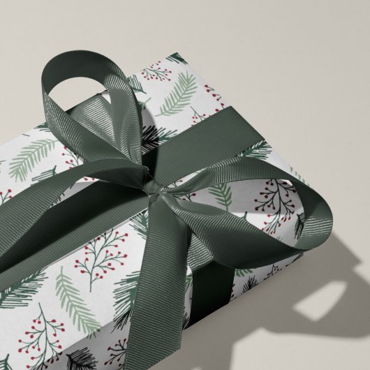Holly und Pine | Weihnachtsfeiertag Muster Geschenkpapier