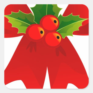 Holly und Red Bow Quadratischer Aufkleber