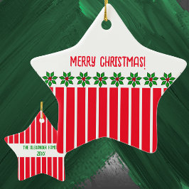 Holly und Streifen Keramik Ornament