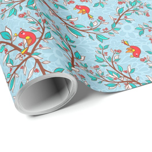 Holly und Vögel Geschenkpapier (Rolleneckpunkt)