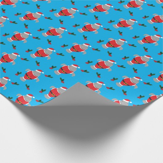 Holly Verlasse Berry Animal Manatee Santa Christma Geschenkpapier (Ecke)