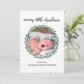 Holly Verlasse Geburtsankündigung Weihnachten | Fo (Stehend Vorderseite)