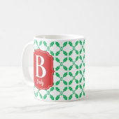 Holly Verlasse Pattern Red and Green Holiday Kaffeetasse (Vorderseite Links)