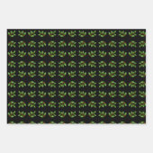 Holly Verlasst Schwarze Weihnachtswrapping Paper S Geschenkpapier Set (Vorderseite 3)