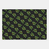 Holly Verlasst Schwarze Weihnachtswrapping Paper S Geschenkpapier Set (Vorderseite 2)