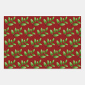 Holly Verlasst Traditionelle Farben Weihnachten Geschenkpapier Set (Vorderseite)