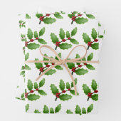 Holly Verlasst weiße Weihnachtswrapping Paper Shee Geschenkpapier Set (Beispiel)