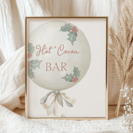 Holly Vintage Balloon Birthday Hot Cocoa Bar Poster