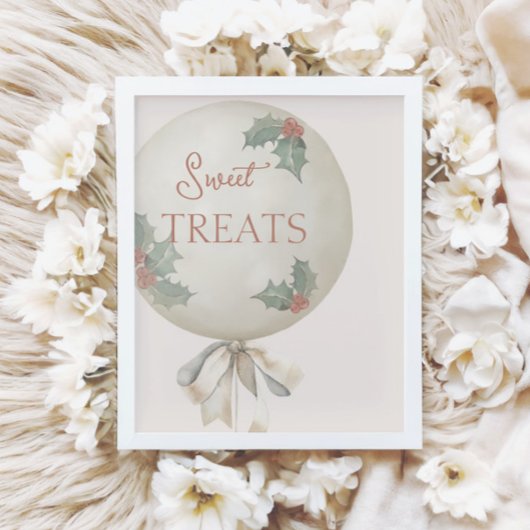 Holly Vintage Balloon Birthday Sweet Treats  Poster