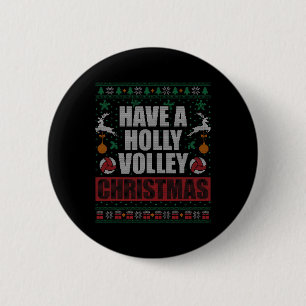 Holly Volley Volleyball Ugly Christmas Xmas Mens W Button
