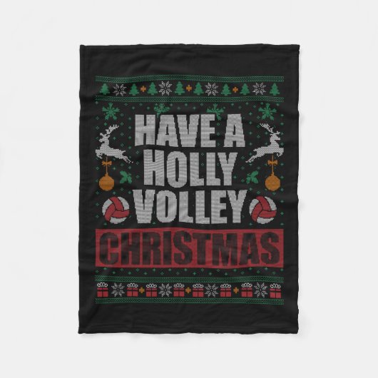 Holly Volley Volleyball Ugly Christmas Xmas Mens W Fleecedecke (Vorderseite)
