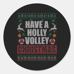 Holly Volley Volleyball Ugly Christmas Xmas Mens W Runder Aufkleber