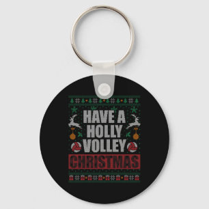 Holly Volley Volleyball Ugly Christmas Xmas Mens W Schlüsselanhänger