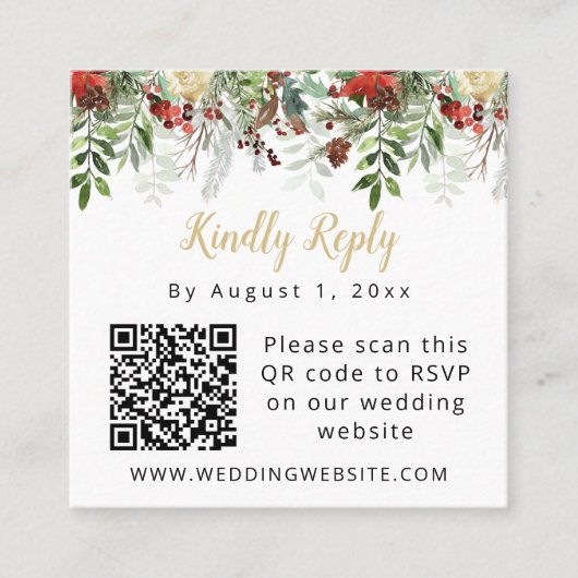 HOLLY Weihnachtsferien Winter QR Code RSVP Karte (Vorderseite)