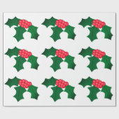 Holly White Wrapping Paper Geschenkpapier (Flach)