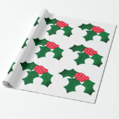 Holly White Wrapping Paper Geschenkpapier (Ungerollt)