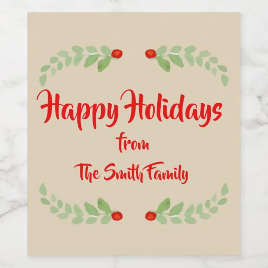 Holly Wine Label Weinetikett (Einzelnes Label)