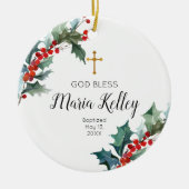 Holly Winter Floral Personalisiert Girl Baptisse Keramik Ornament (Vorne)
