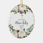 Holly Winter Floral Personalisiert Girl Baptisse Keramik Ornament (Rechts)