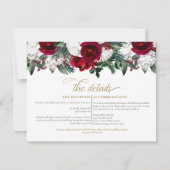 HOLLY Winter Weihnachts Burgund Hochzeitsdetails Einladung (Vorderseite)