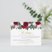 HOLLY Winter Weihnachts Burgund Hochzeitsdetails Einladung (Stehend Vorderseite)