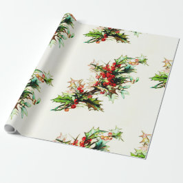 Holly with Berries Vintag Retro Weihnachten Geschenkpapier
