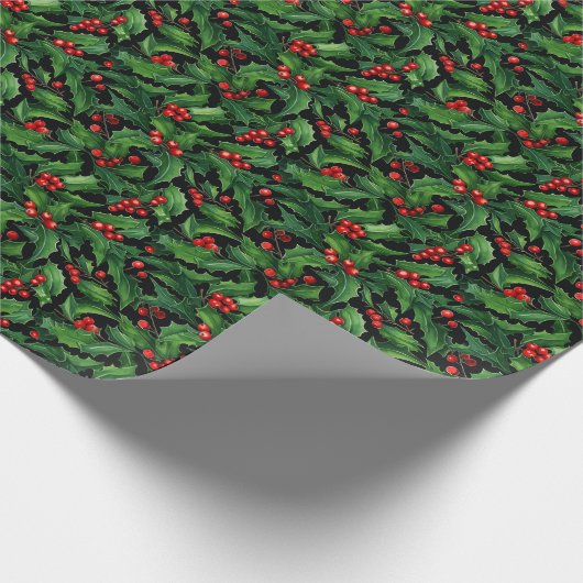 Holly Wrapping Paper Roll Geschenkpapier (Ecke)
