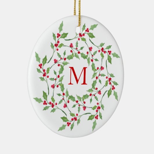 Holly Wreath 2 Keramik Ornament (Rechts)