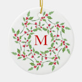 Holly Wreath 2 Keramik Ornament (Vorne)