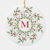 Holly Wreath 2 Keramik Ornament (Hinten)