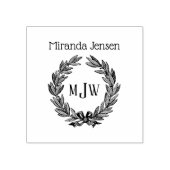 Holly Wreath 3 Initial Monogram Name Gummistempel (Prägung)